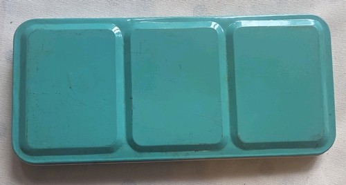 Vintage turquoise tin - vintage,