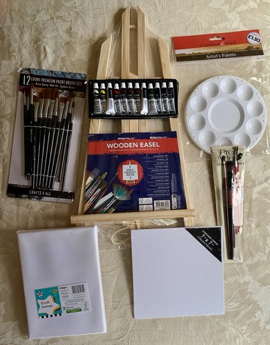 Art set easel watercolours - art, watercolours,