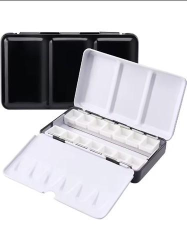 Empty watercolor palette with - empty,